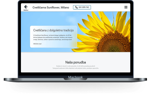 Prikaz spletne strani za cvetličarne na mobilni napravi - Osmrtnica.com